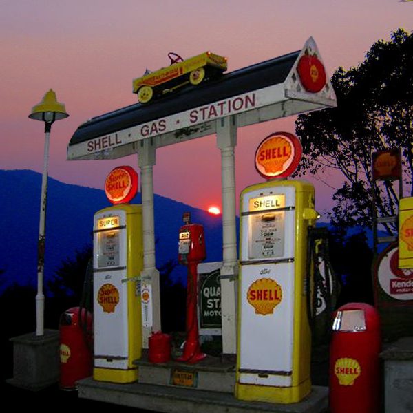 classic Shell gas station