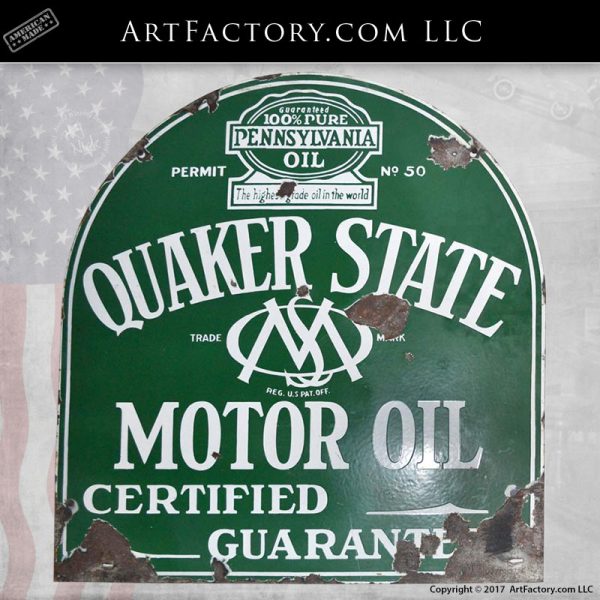 Quaker State Motor Oil Sign: Vintage Collectible Petroliana