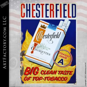 Chesterfield Big Clean Taste of Top Tobacco sign