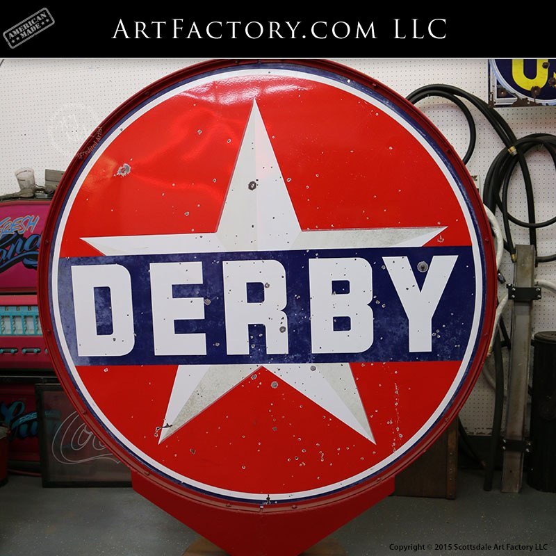 Vintage Style Advertising  Tin Sign Fridge Magnet  1"  Derby Gasoline Gas Star 