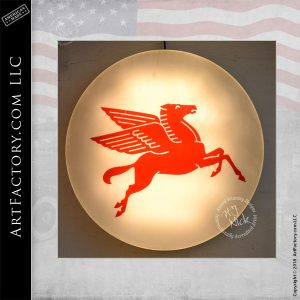 Mobil Pegasus Round Lighted Sign