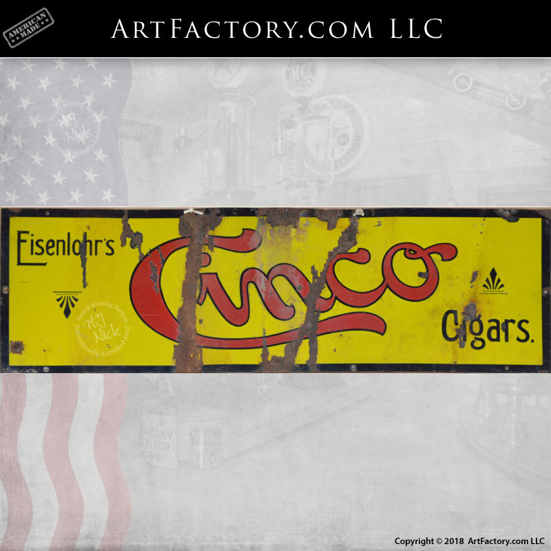 Vintage Eisenlohrs Cinco Cigars Sign