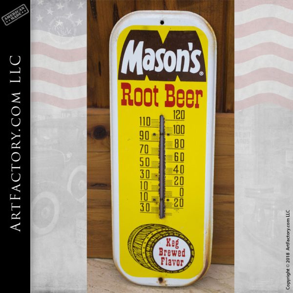 Vintage Masons Root Beer Thermometer Sign