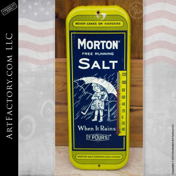 vintage Morton Salt thermometer sign