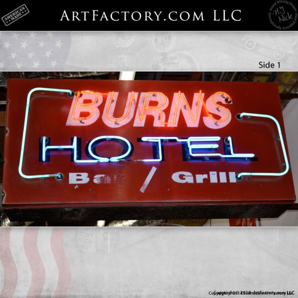 burns hotel neon sign