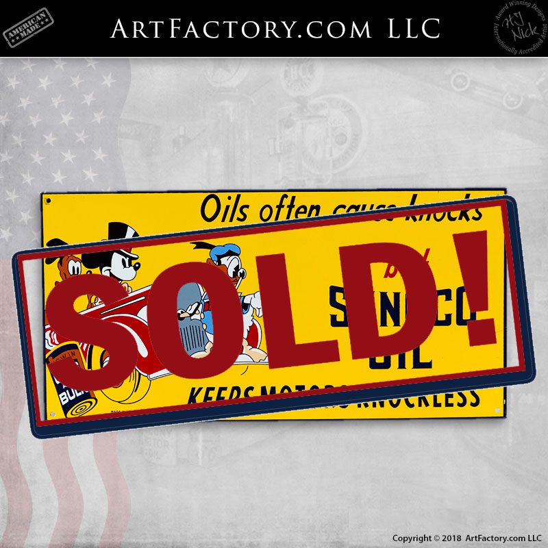 Sunoco-Oil-Disney-Characters-Porcelain-Sign-sold-ovl