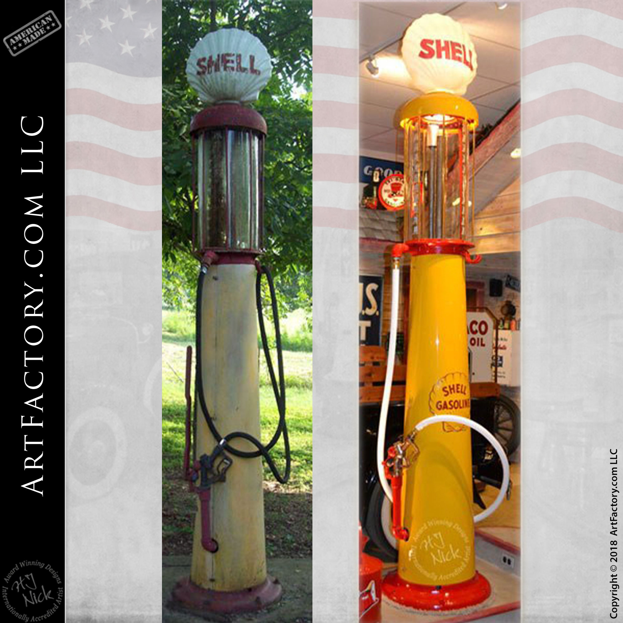 Vintage Yellow Shell Sinclair Gas Pump