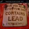 motor fuel contains lead sign