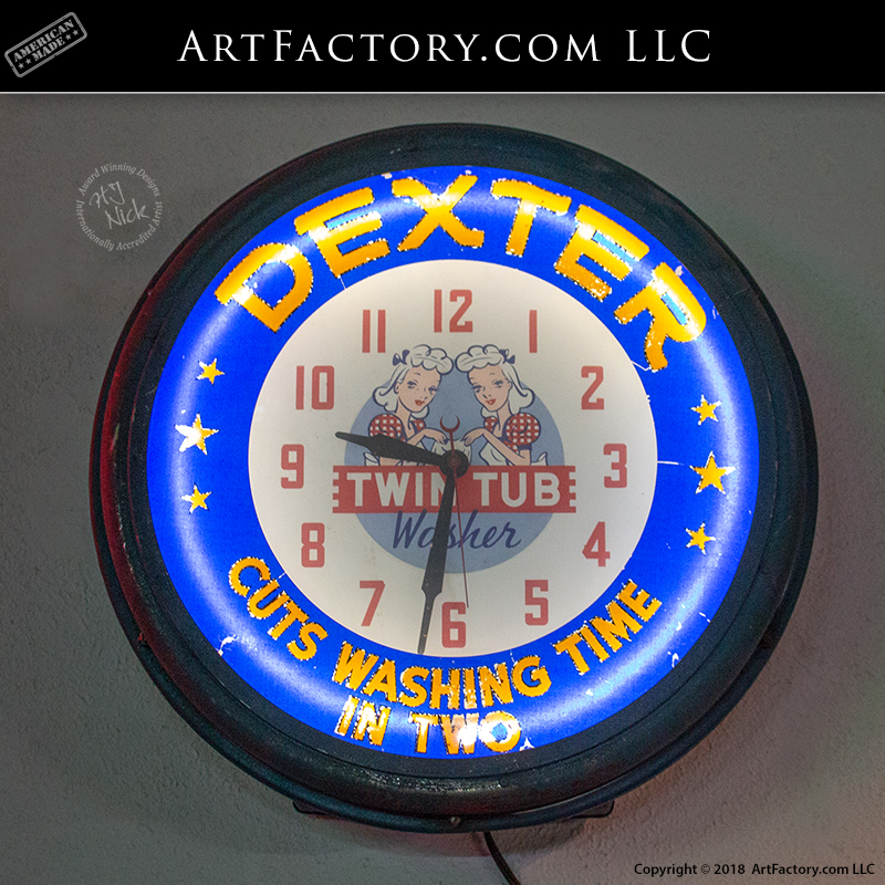 Dexter Twin Tub Washer Neon Clock