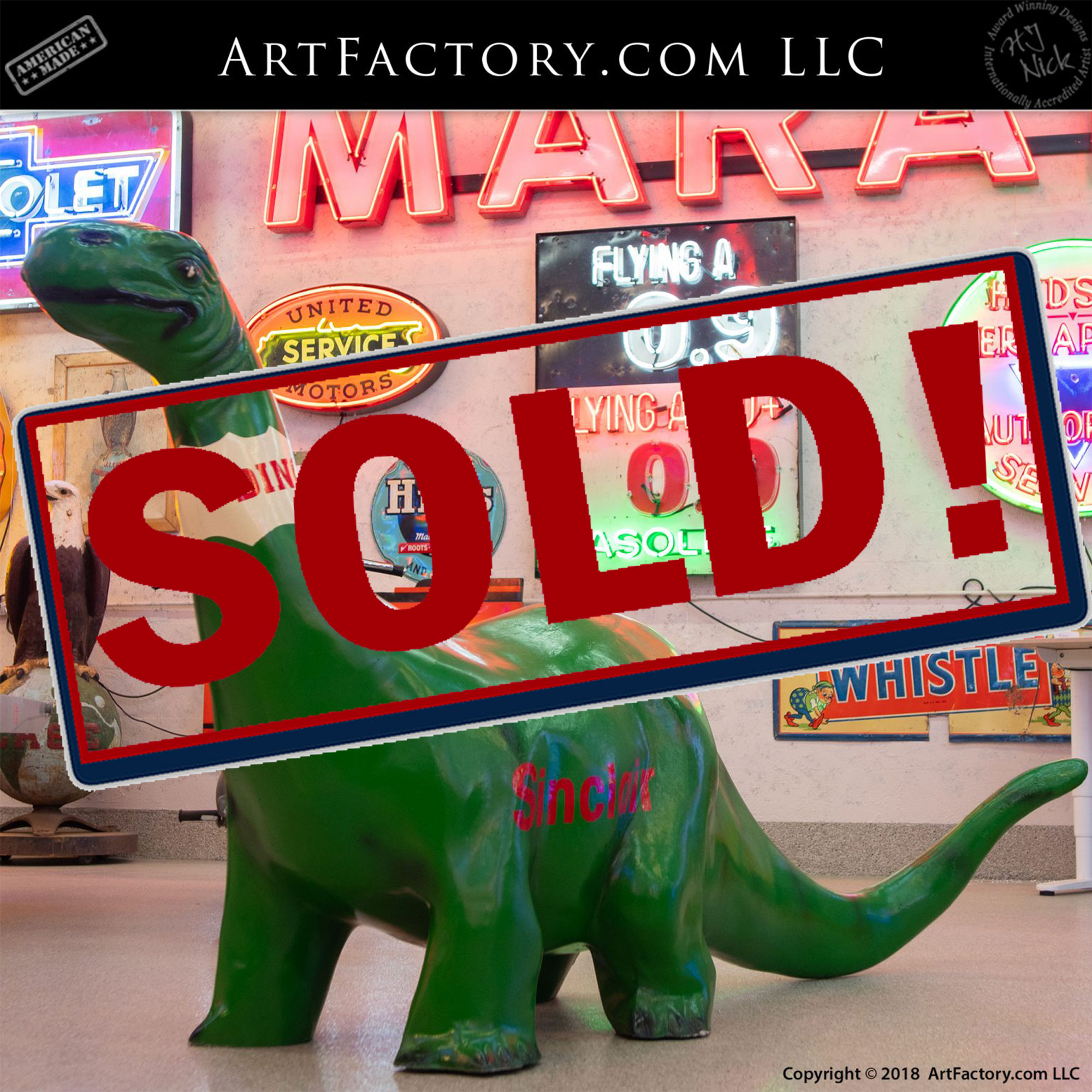 thumbnail image 2 of Sinclair Dino Vinyl Cut Sticker Decal - 18 Inch, Full Color 2 of 6