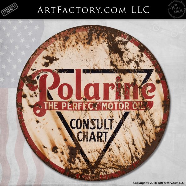 Polarine Motor Oil Sign: Large Round Collectible Petroliana
