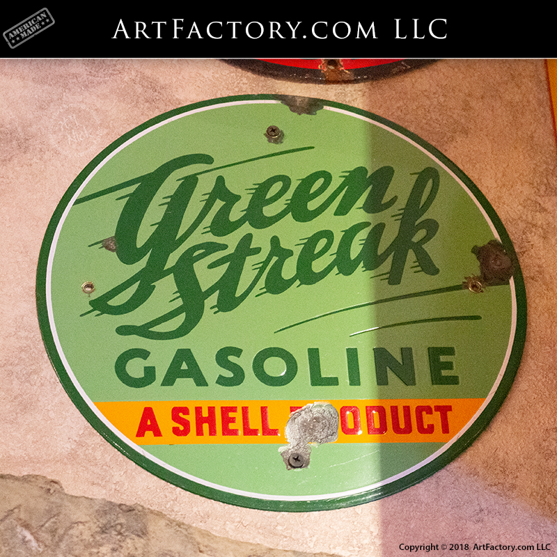 Vintage Green Streak Gasoline Sign