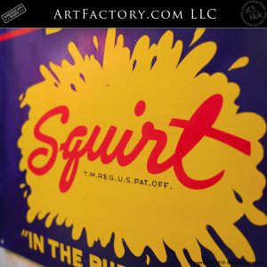 Drink Squirt vintage sign close up of logo