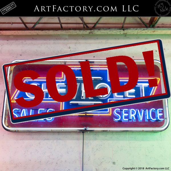Vintage 1949 Chevy Sales Service Neon Sign