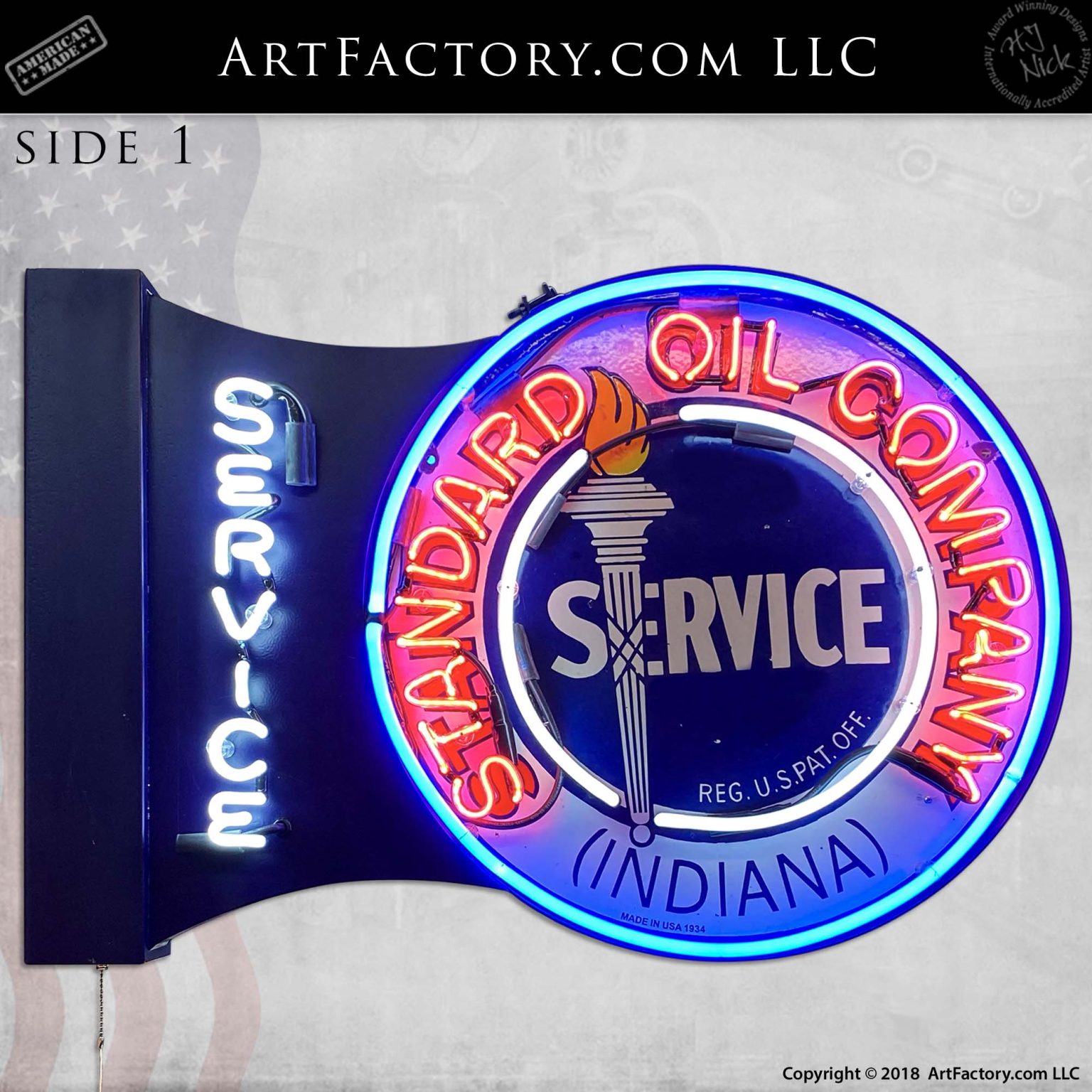 Vintage Standard Oil Service Neon Flange Sign