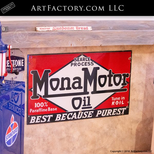 vintage mona motor oil sign