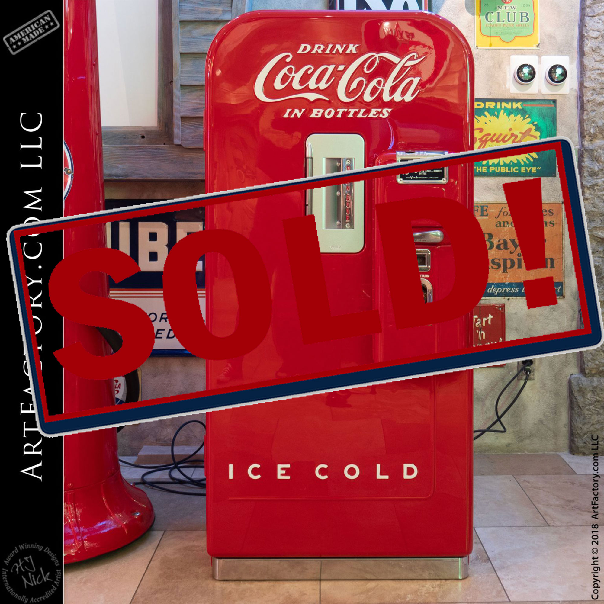 Rare vintage COCA-COLA bottle shape display electric refrigerator