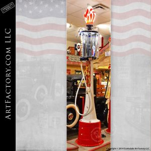 Fry vintage visible gas pump with original Standard Oil milk glass torch flame