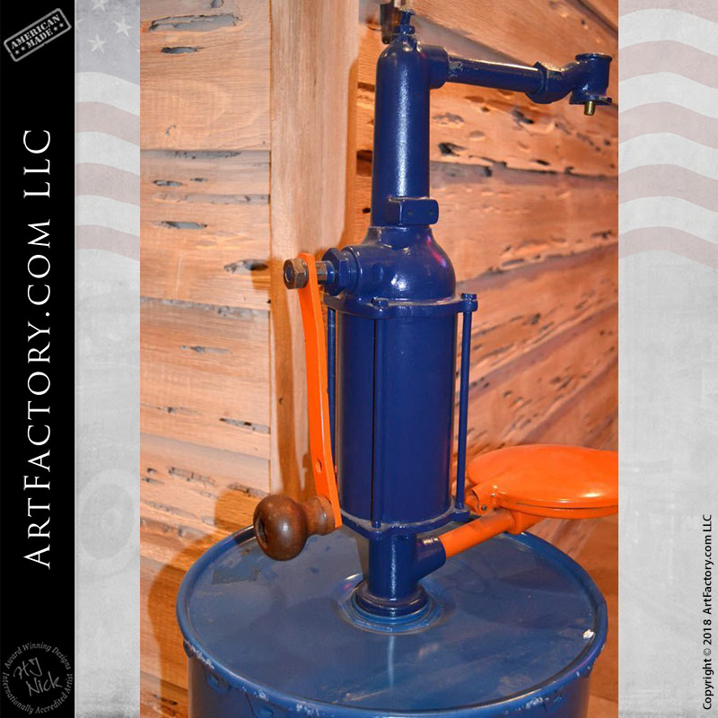 Vintage Gulf Oil Drum: With Original Hand Crank Pump And Drain