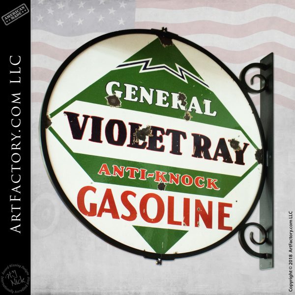 Violet-Ray-Gasoline-Sign-in-Iron-Display