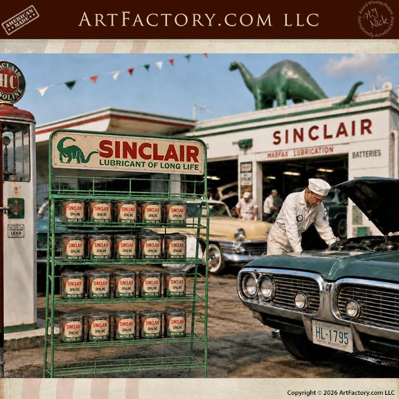Sinclair Deluxe Oil Rack: Vintage 1950's Gasoline Advertising Display - VS6249