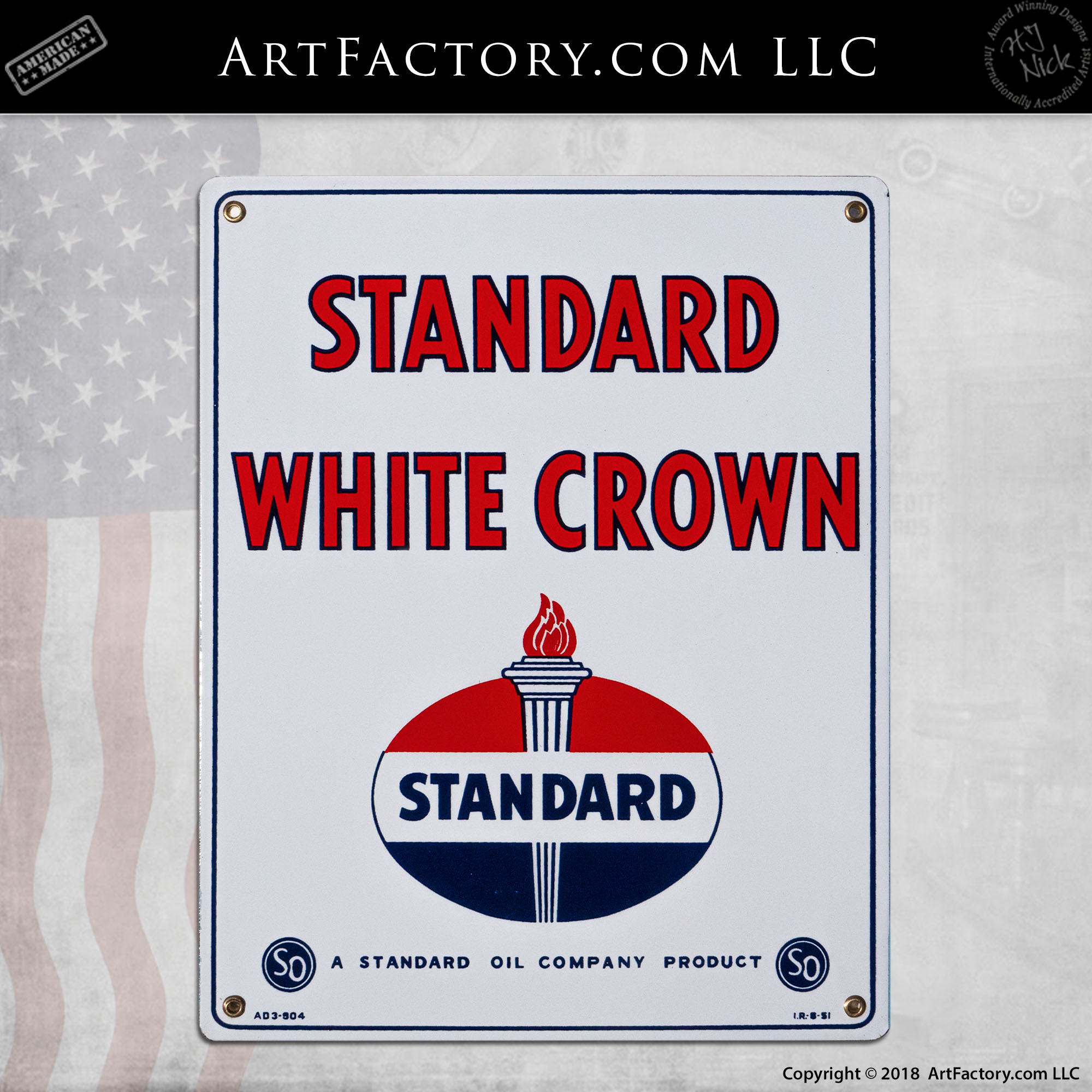 Standard White Crown Porcelain Sign