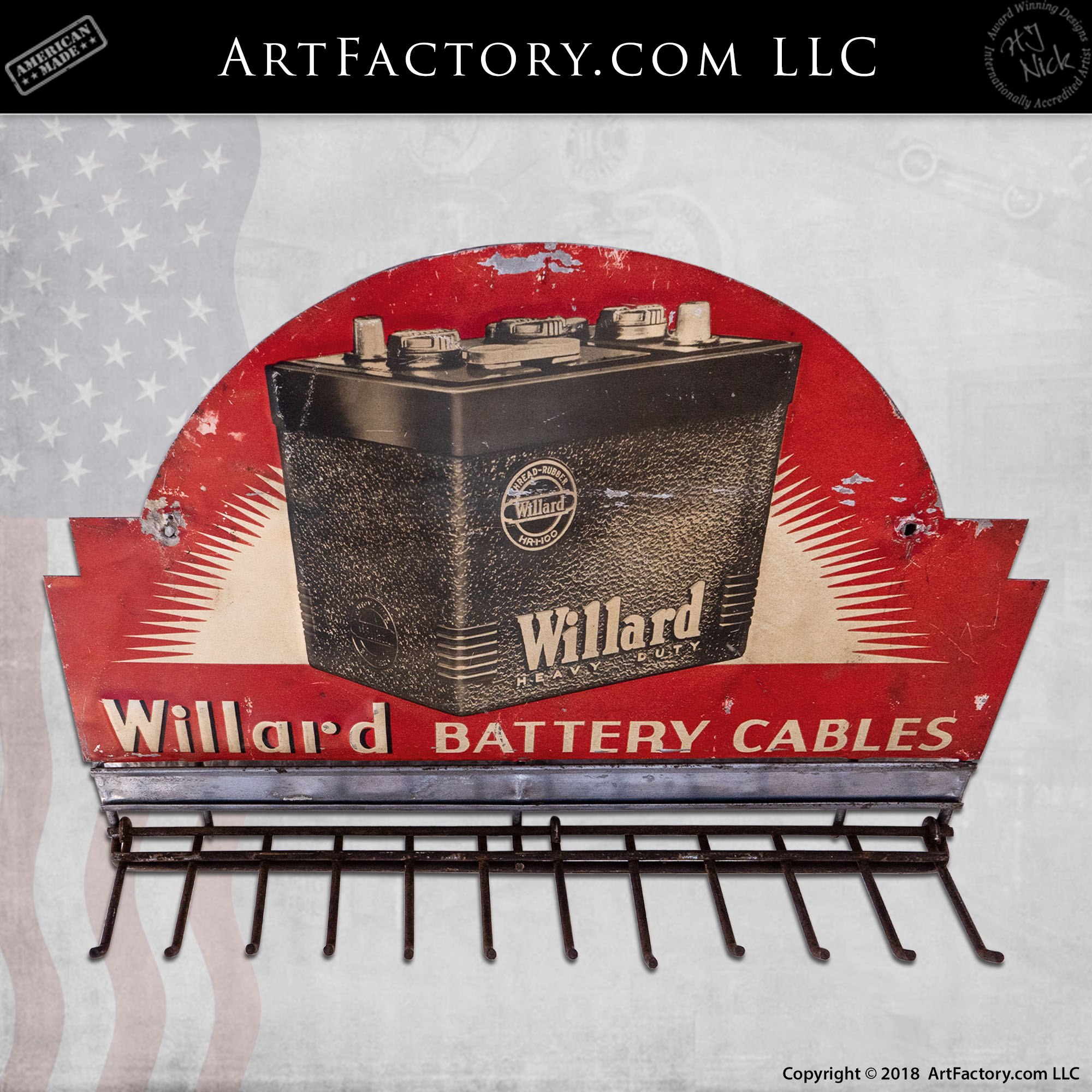 Vintage Willard Car Battery Sign