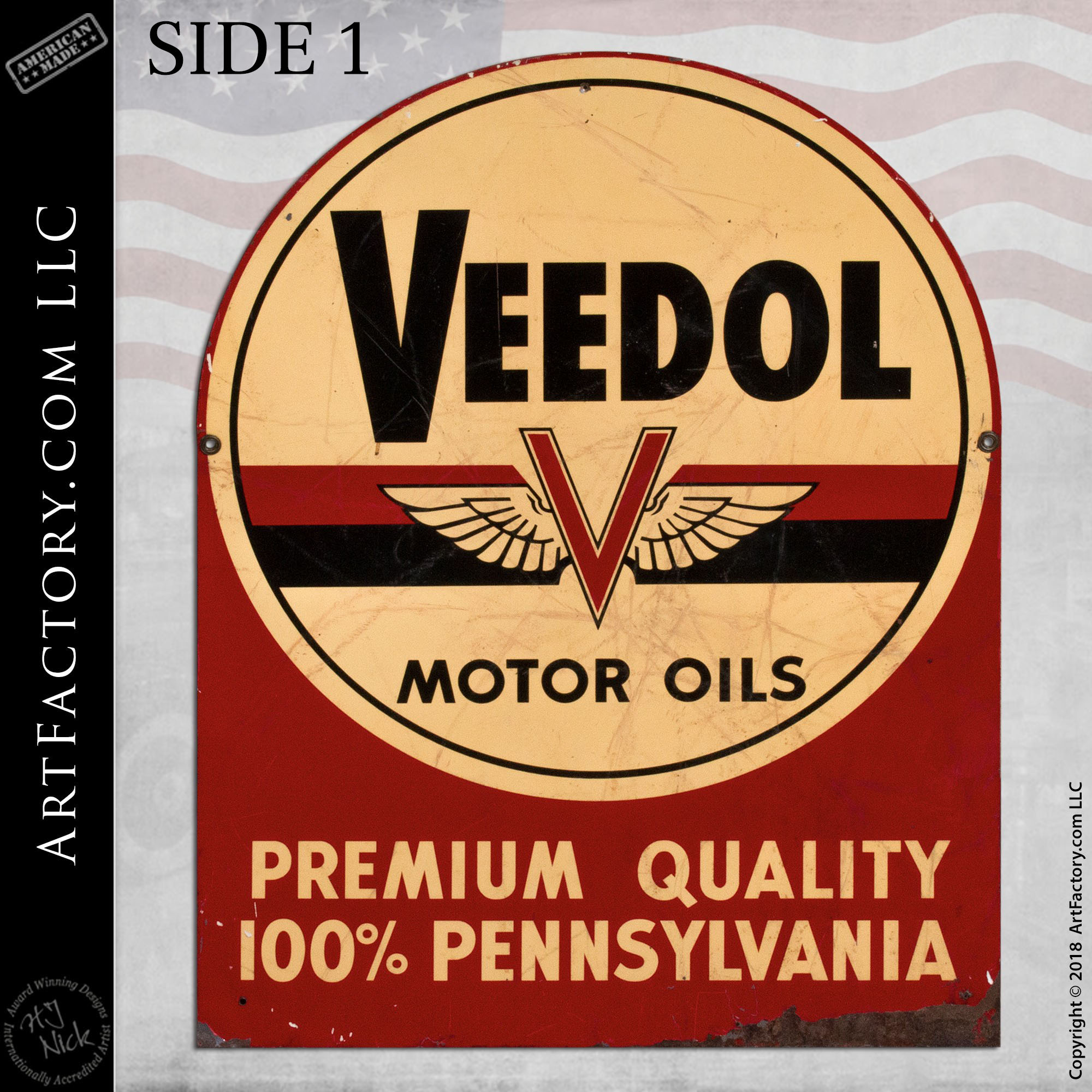 Veedol Motor Oils Porcelain Look 10" X 7" Reproduction Metal Sign U102 