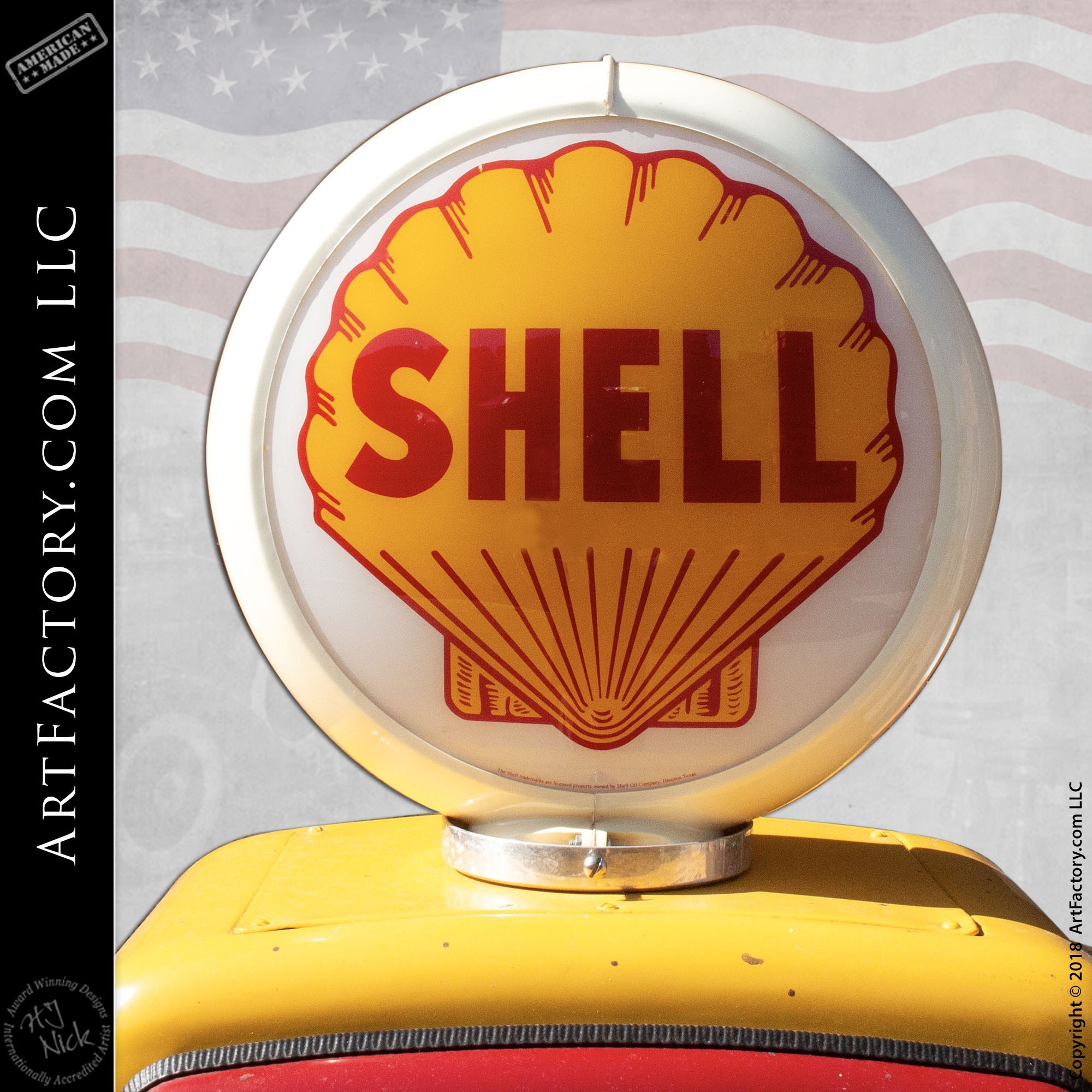 SHELL GASOLINE & OIL GAS PUMP GLOBE SIGN FREE S&H G-175 