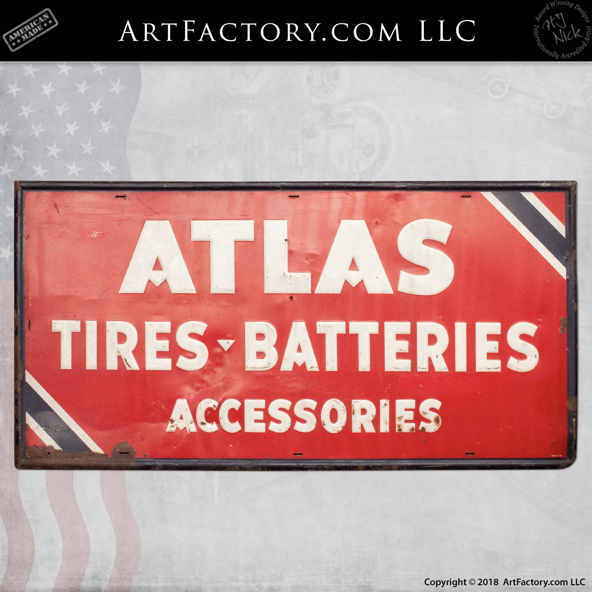 Atlas Tires Batteries Accessories Automotive Sign