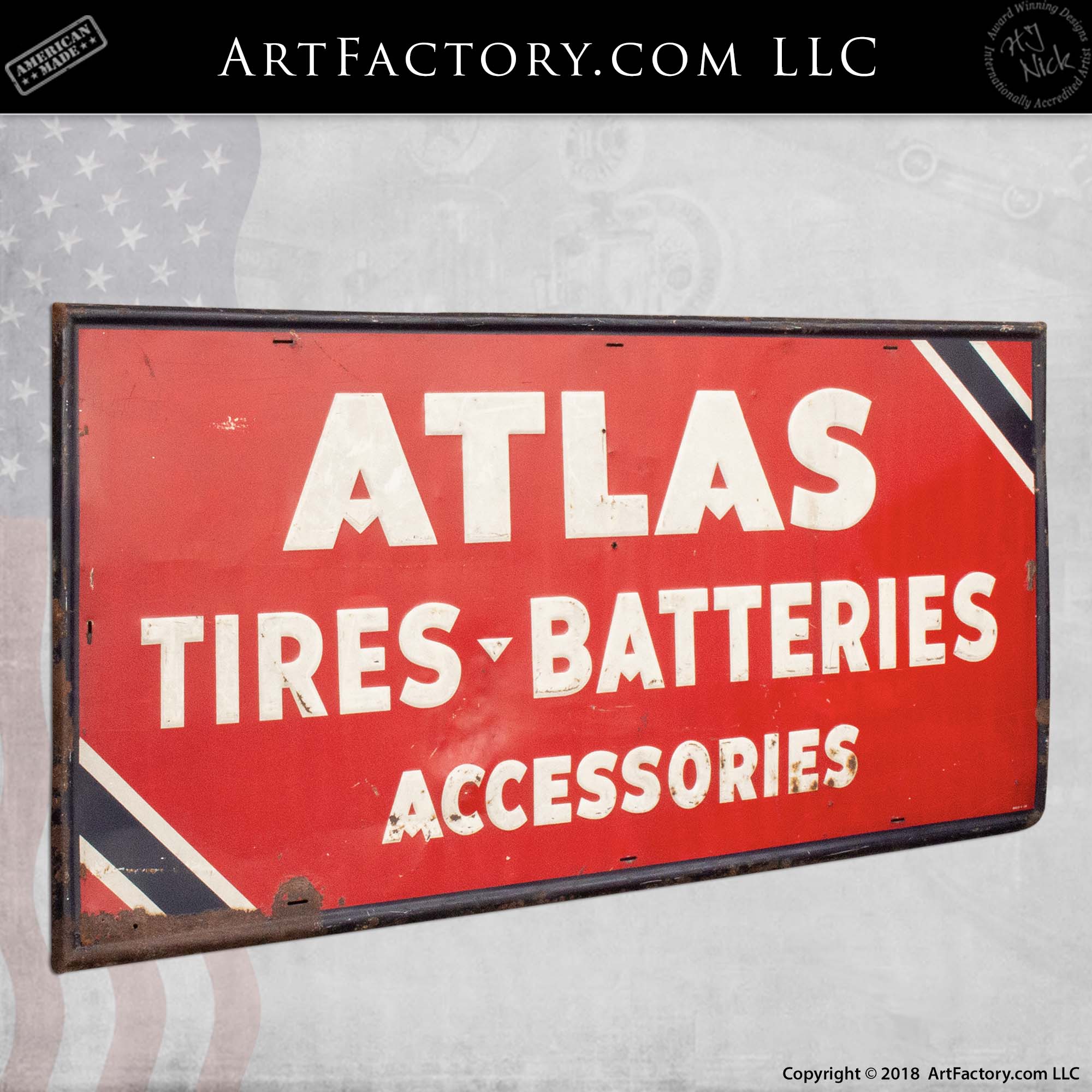 Atlas Tires Batteries Accessories Automotive Sign