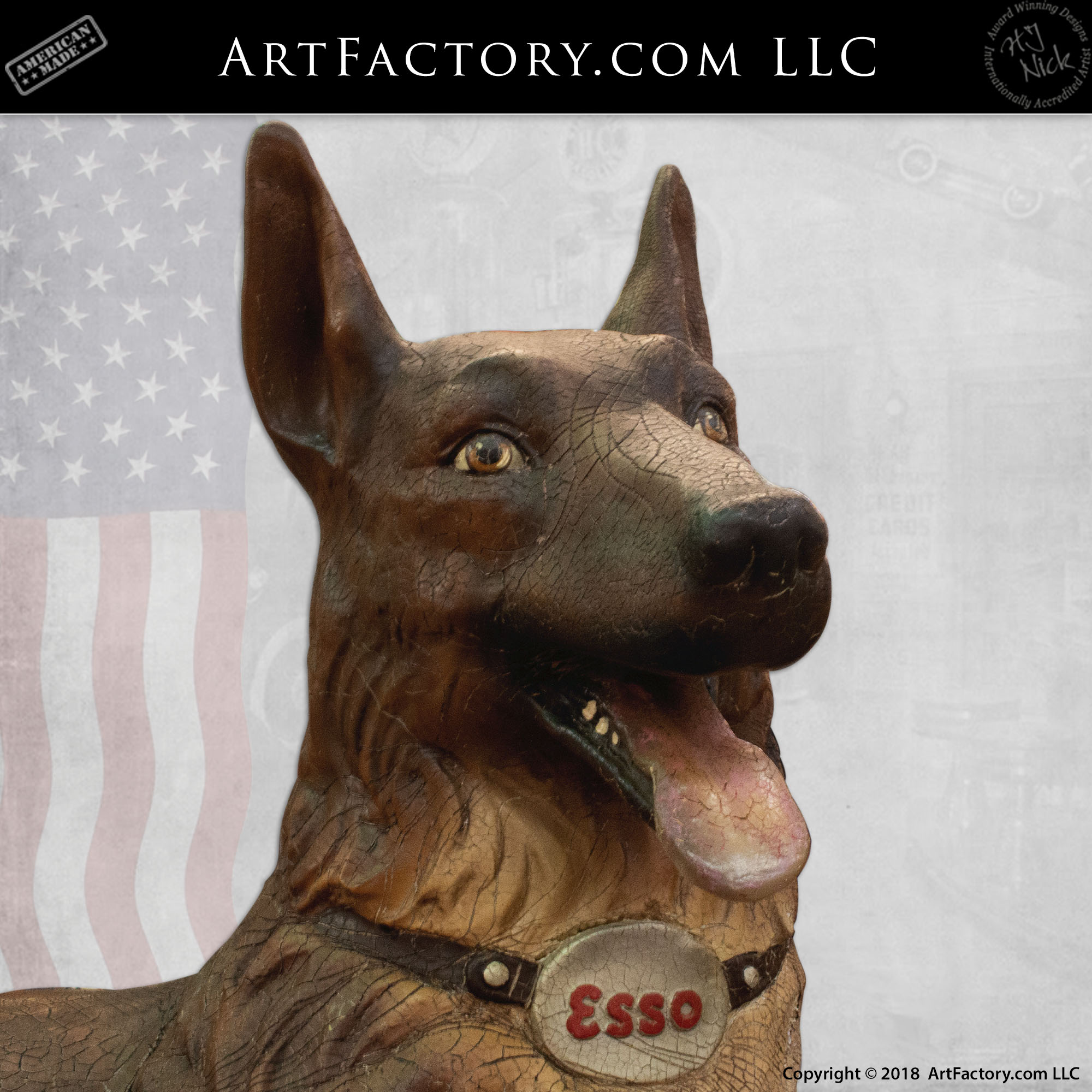 Carved Wood Esso Dog Full Sized