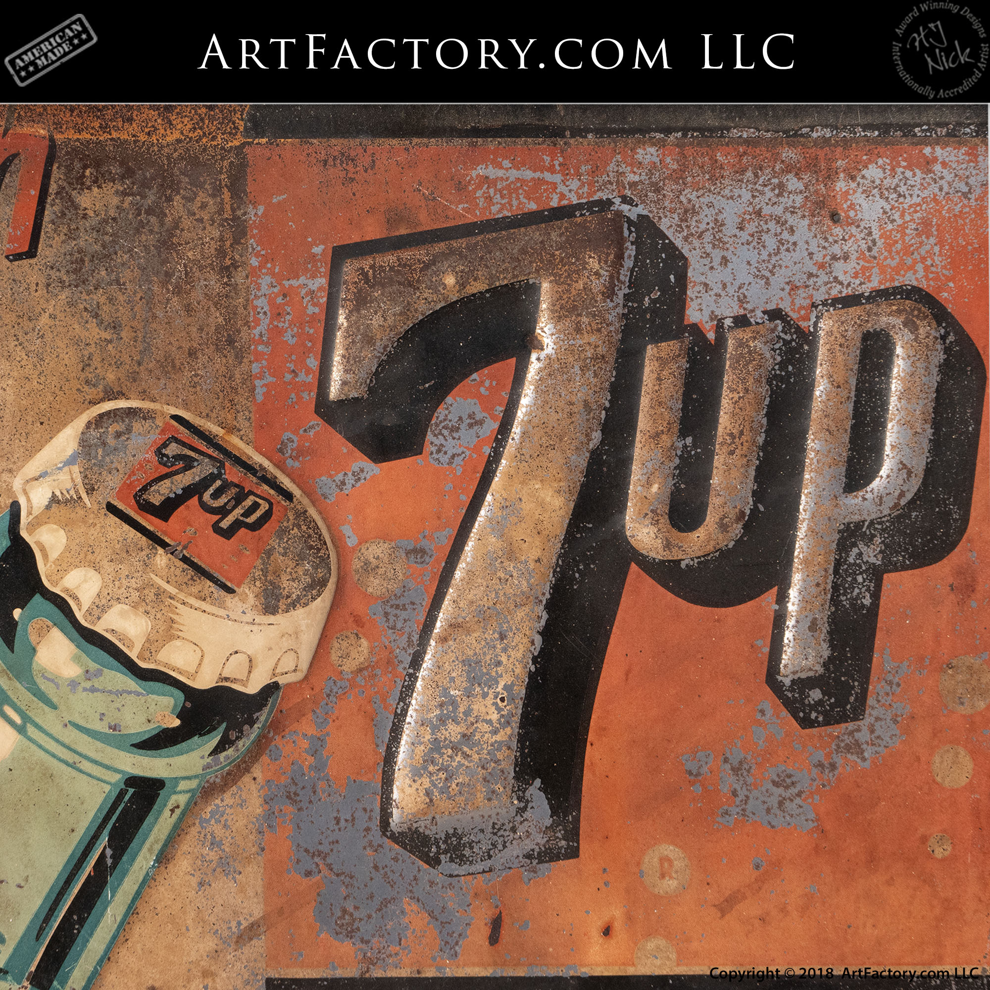 Fresh Up with 7 Up Vintage Soda Sign