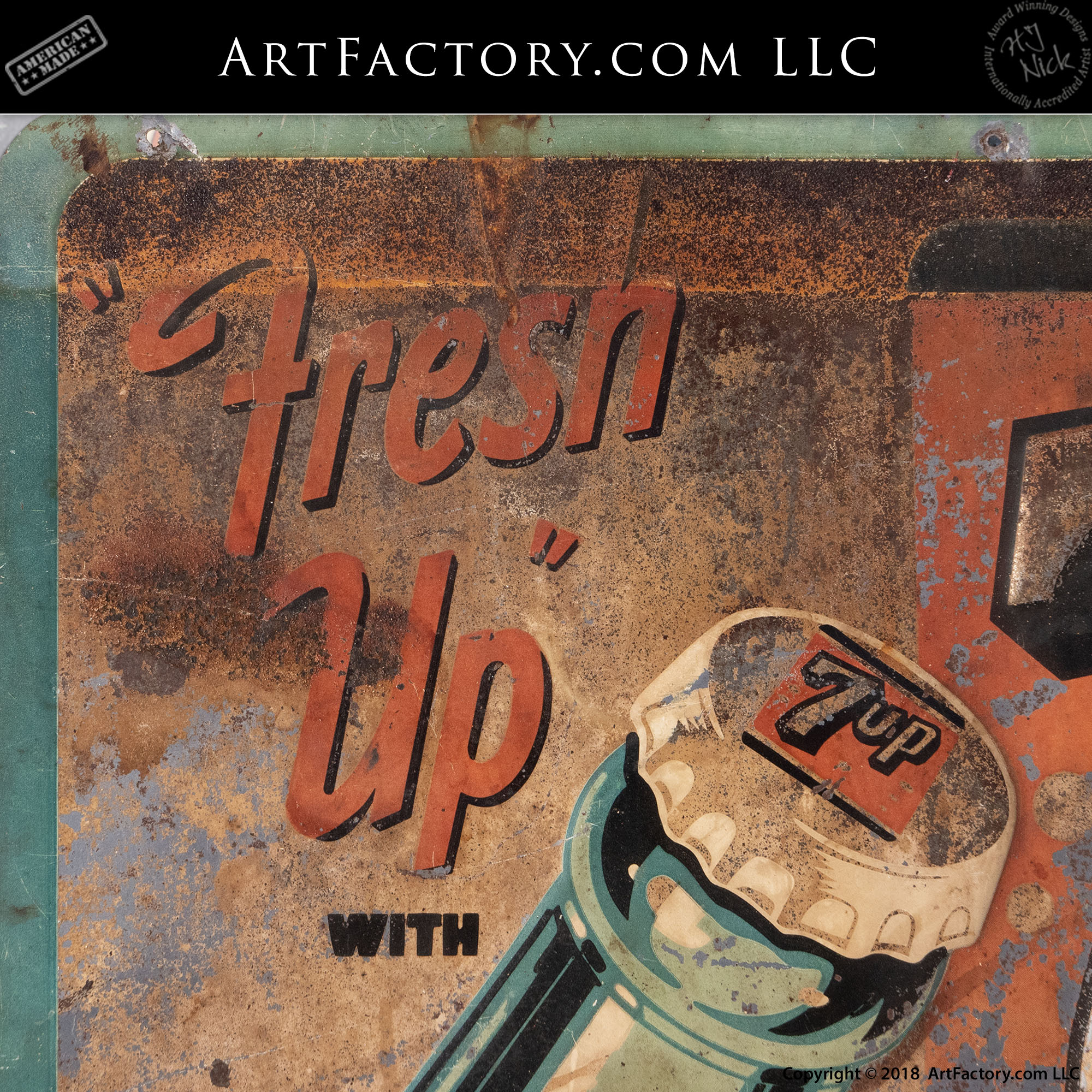 Fresh Up with 7 Up Vintage Soda Sign