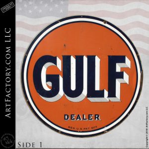 Vintage Large Gulf Fuel Dealer Sign