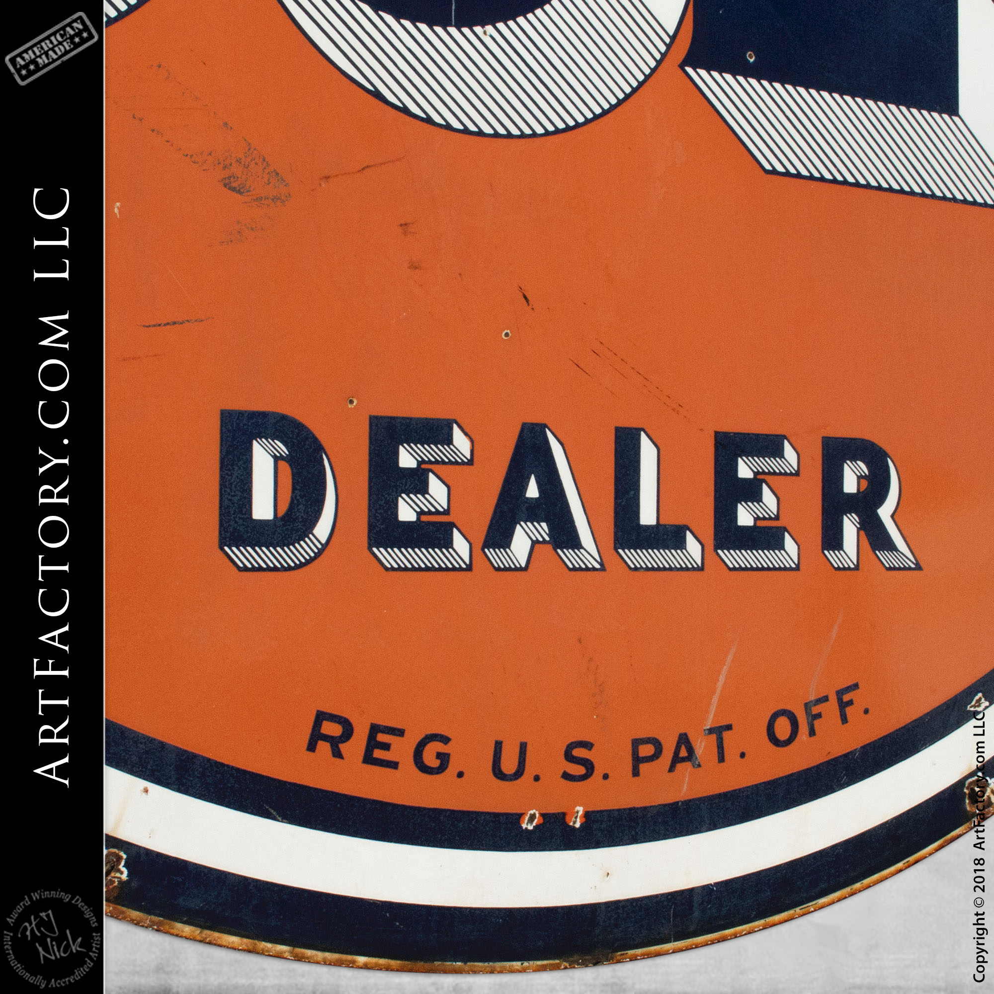 Antique style-porcelain look Gulf dealer oil battery dealer gas pump sign NICE 