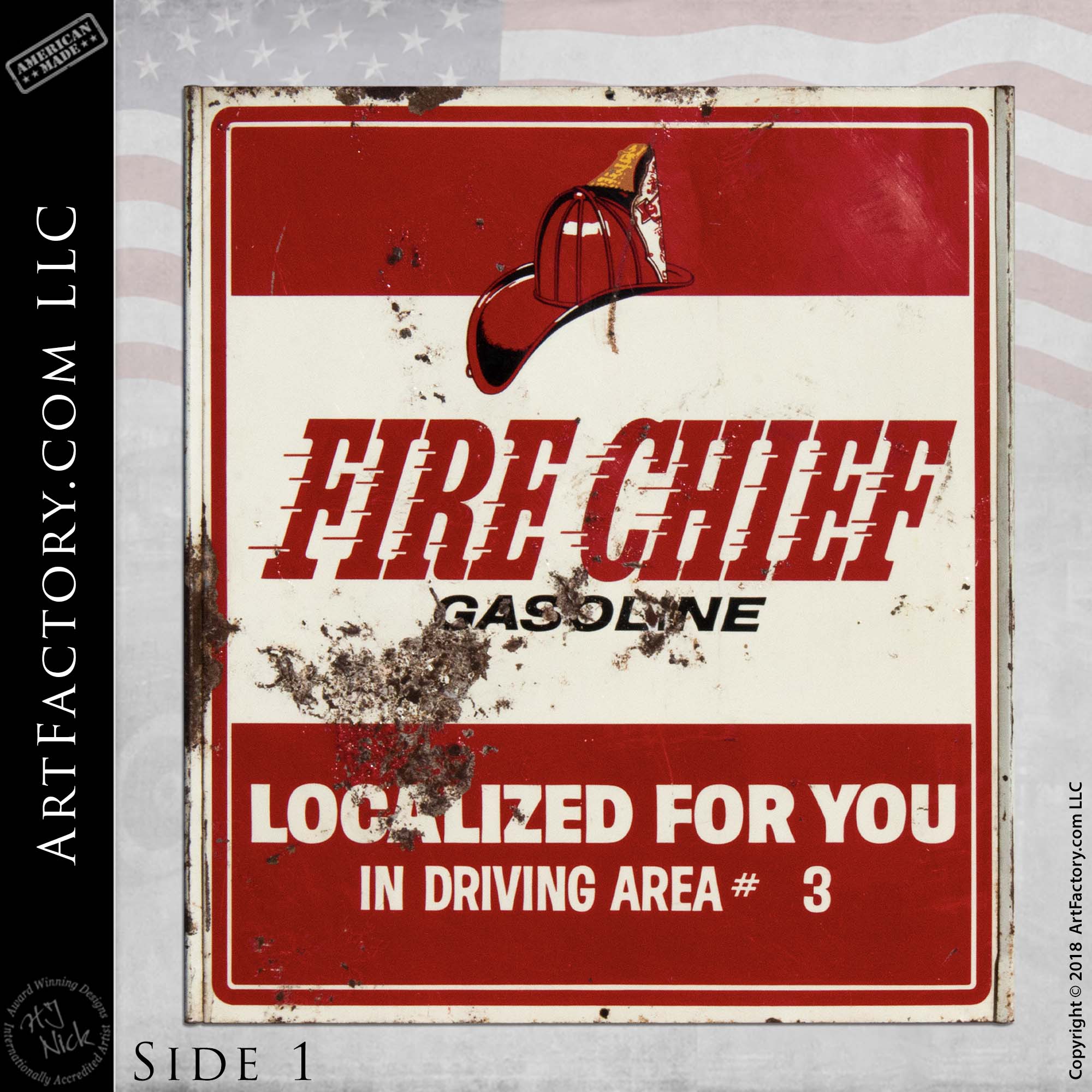 Fire Chief Gasoline Localized Vintage Sign