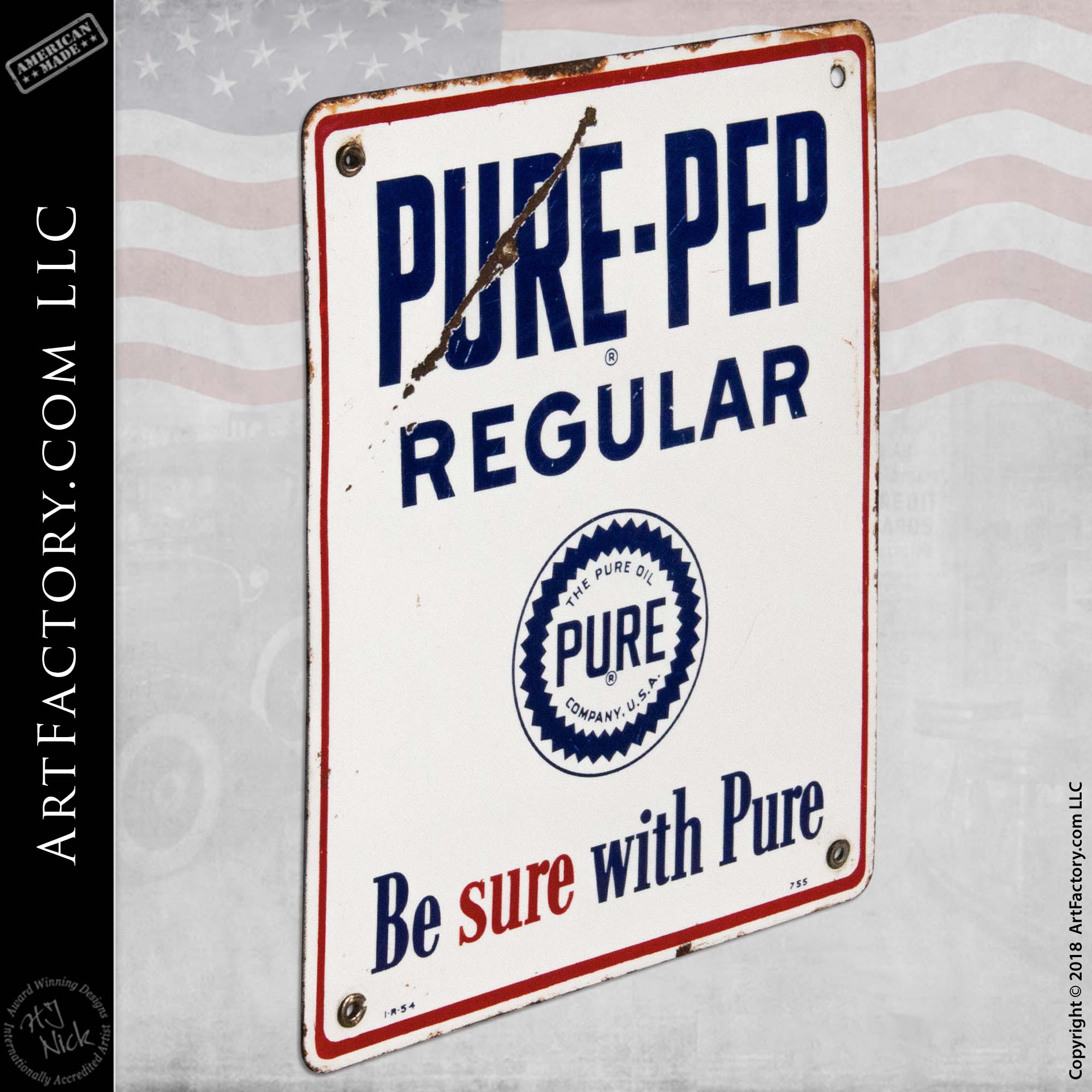 Vintage Pure Pep 1954 Porcelain Sign