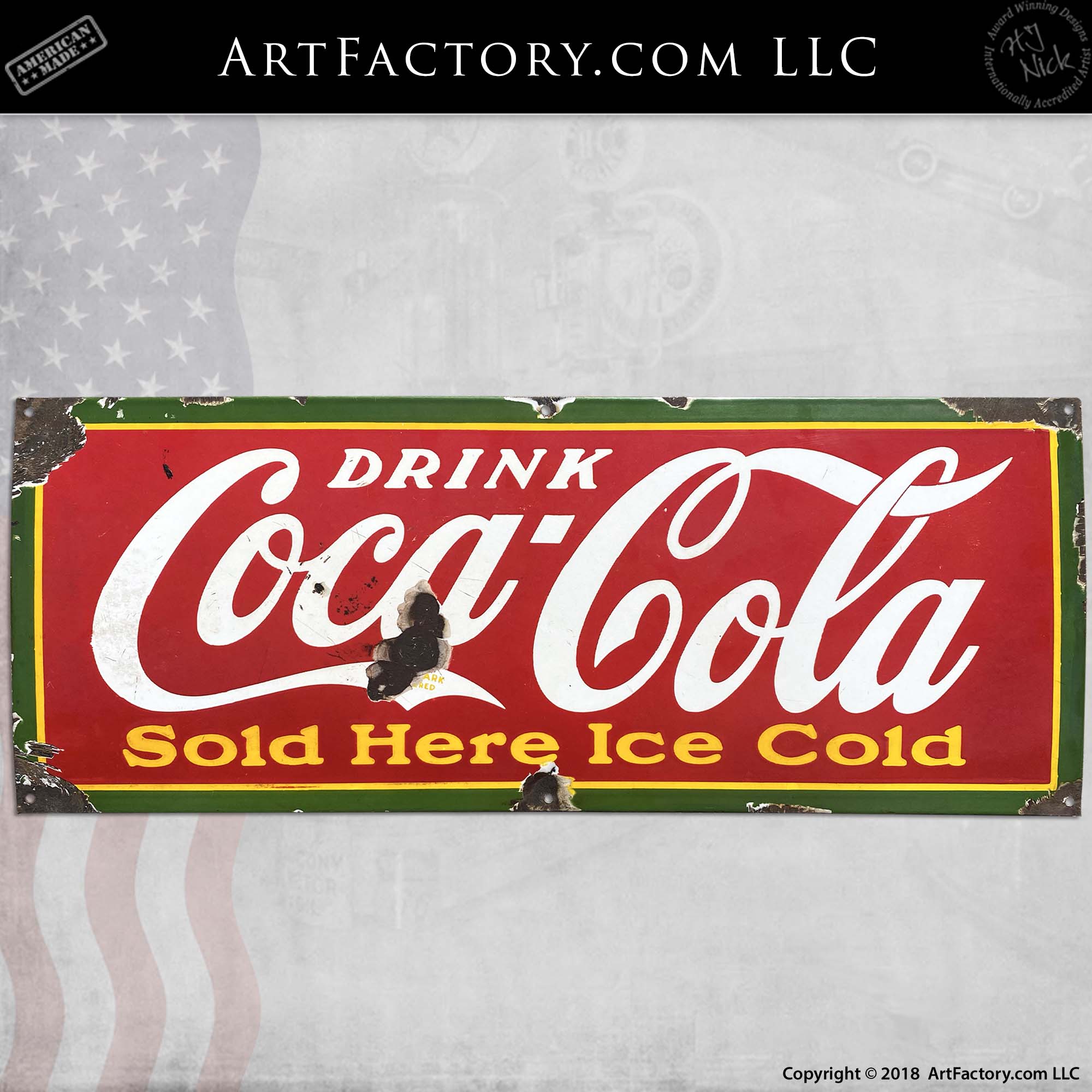 Vintage Coca-Cola Served Here Soda Sign