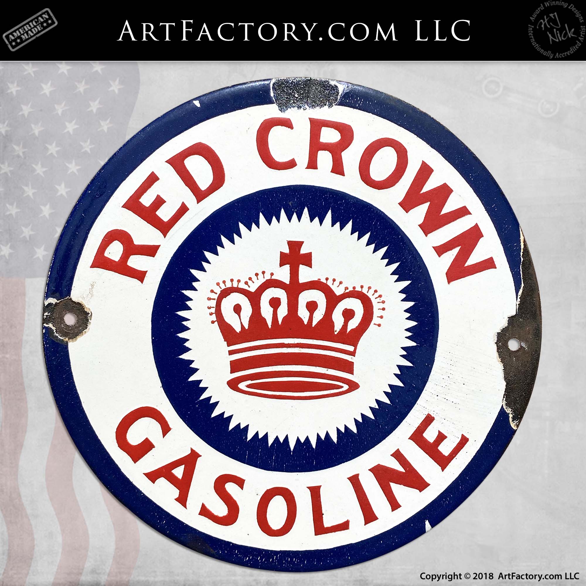 Red Crown Gas Pump Belly Plate