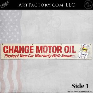 Sunoco free motor oil sign side 1