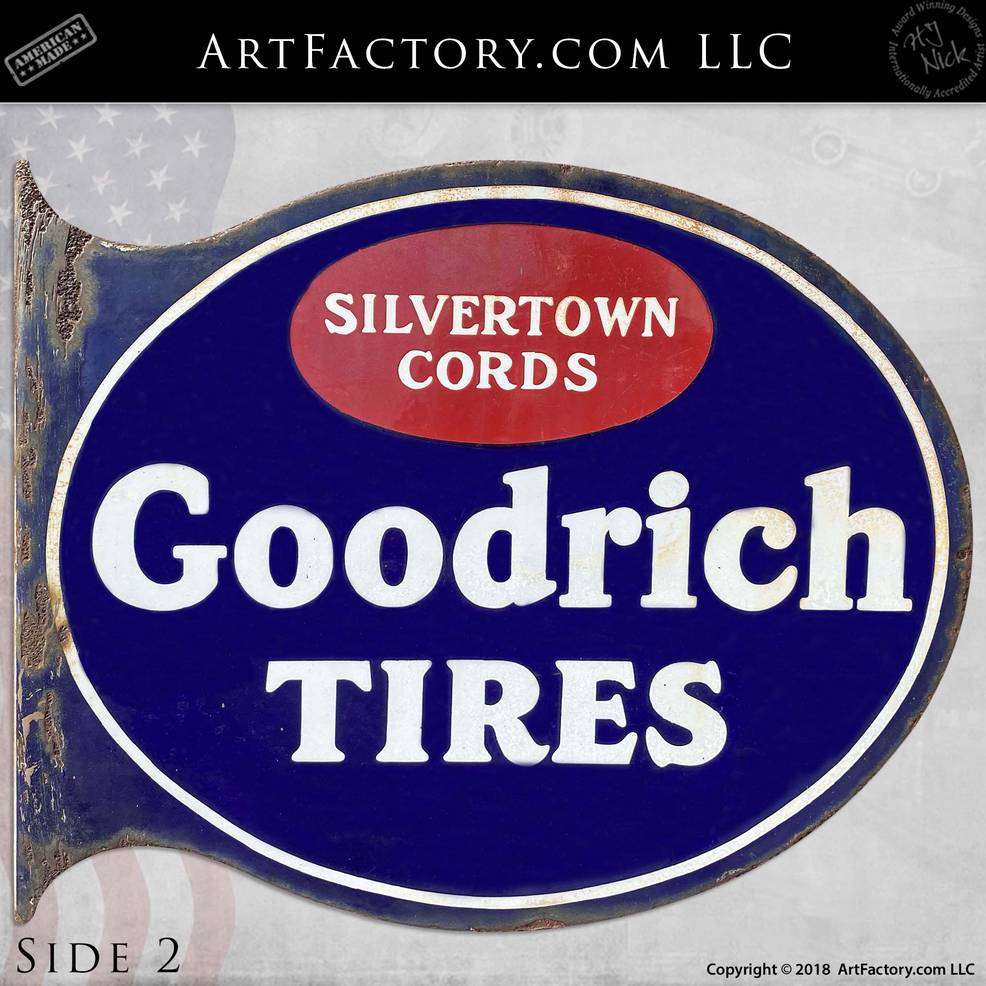 Vintage Goodrich Tires Flange Sign side 2