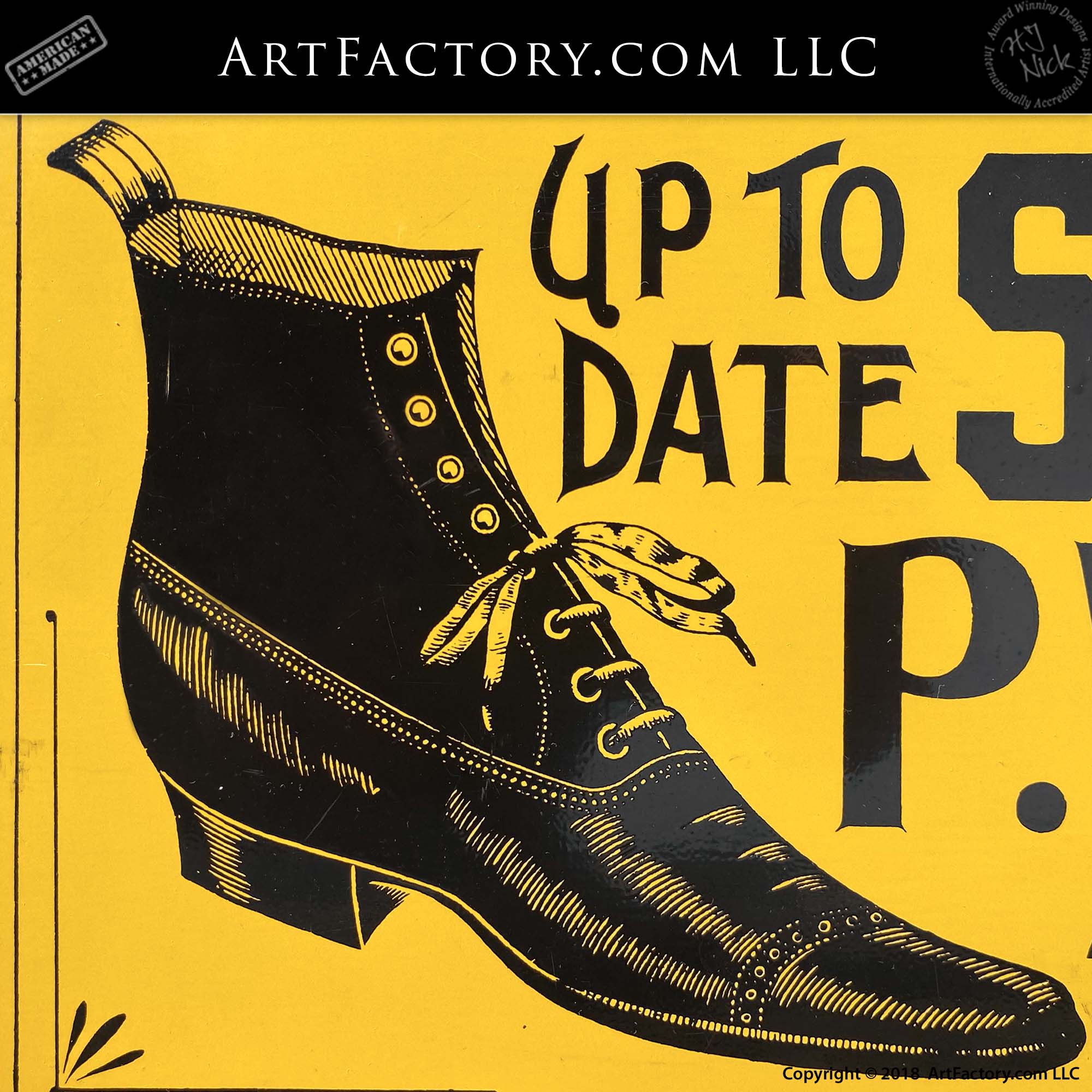 Vintage P.W.Byer Shoes Dansville NY Tin Litho Sign