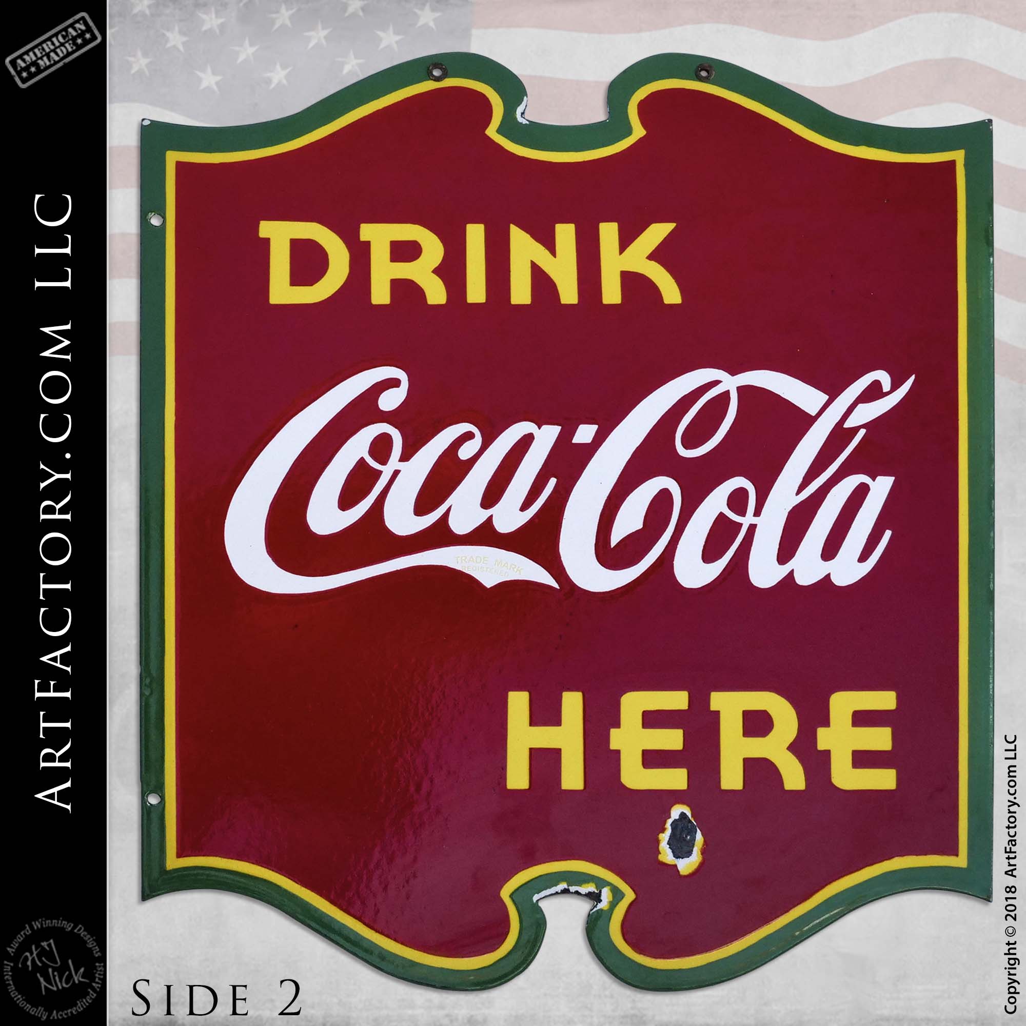 Vintage Drink Coca-Cola Here Sign