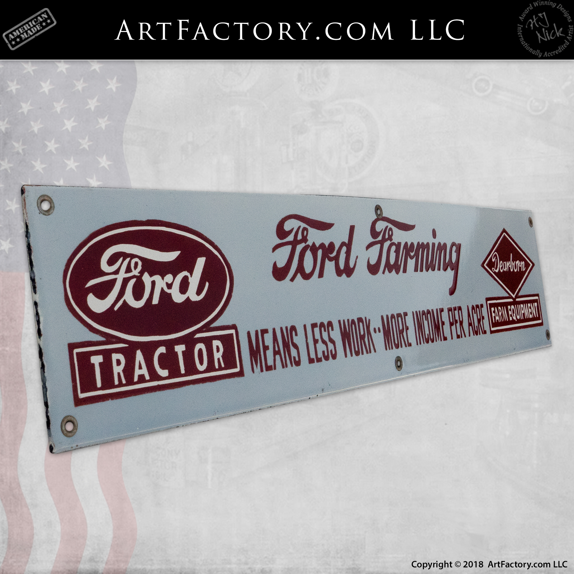 Ford Dearborn Farming Tractor Garage Shop Rustic Retro Metal Sign 8" x 12" 