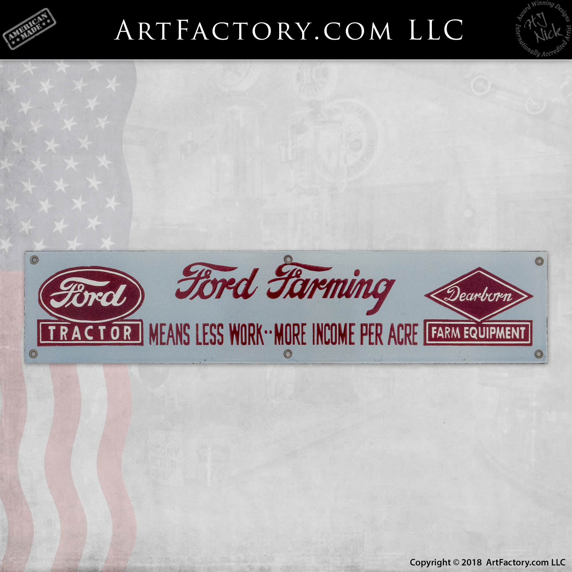 Vintage Ford Tractor Farming Equipment Sign