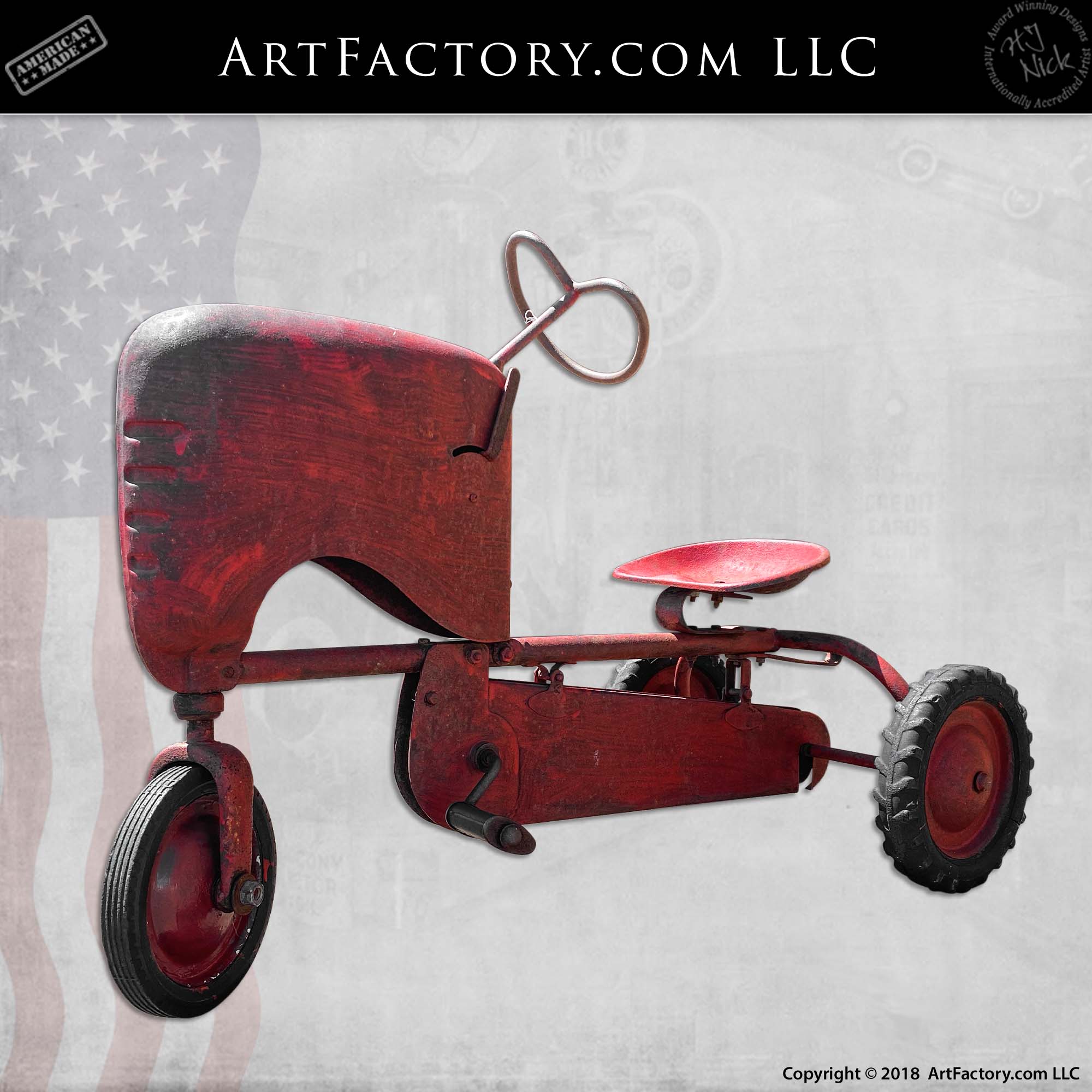 Vintage-BMC-Red-Tractor-Pedal-Car-2