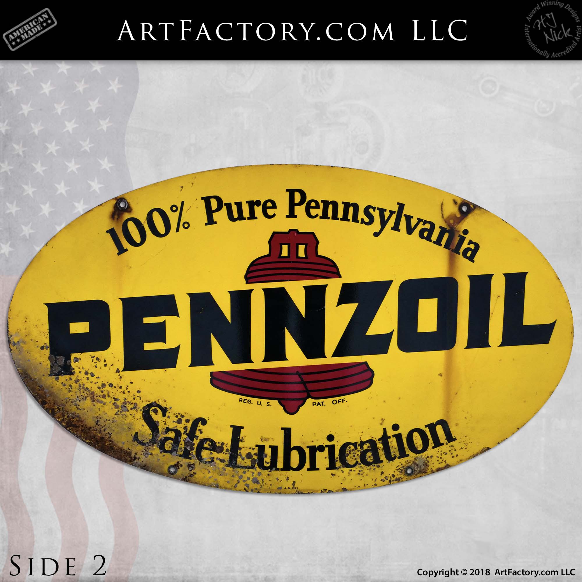 Vintage Pennzoil Safe Lubrication Sign