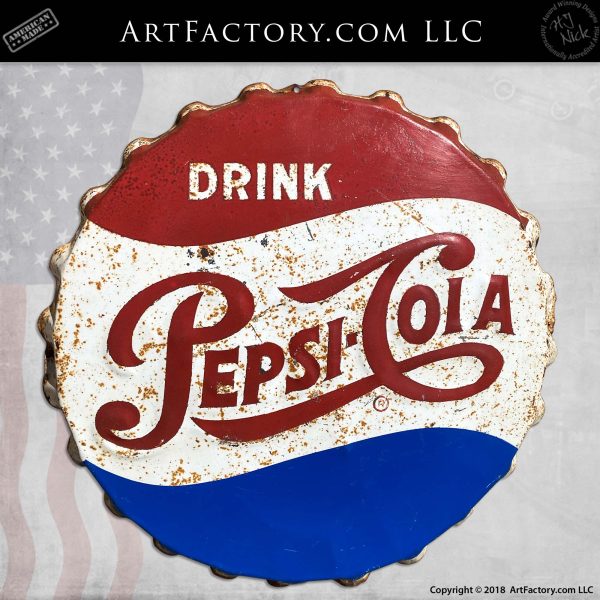 Vintage Pepsi Bottle Cap Metal Sign