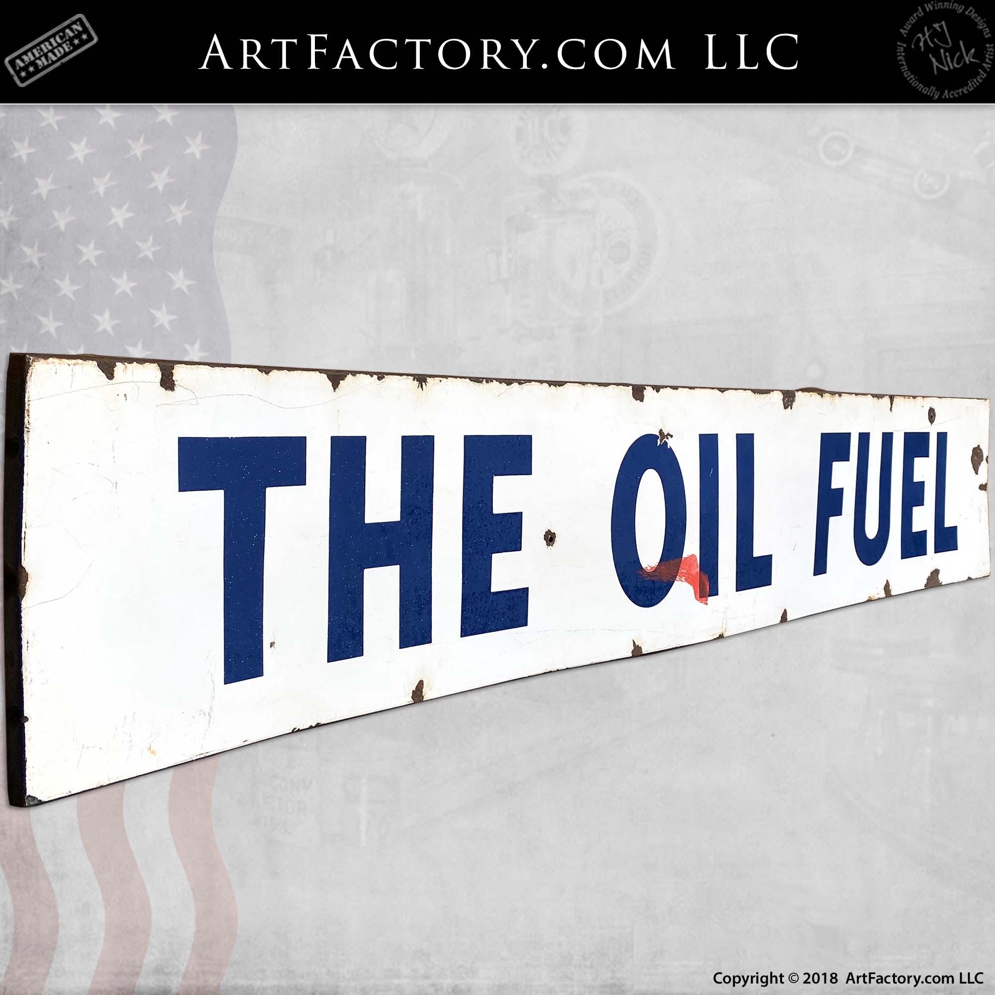 Vintage The Oil Fuel Station Sign